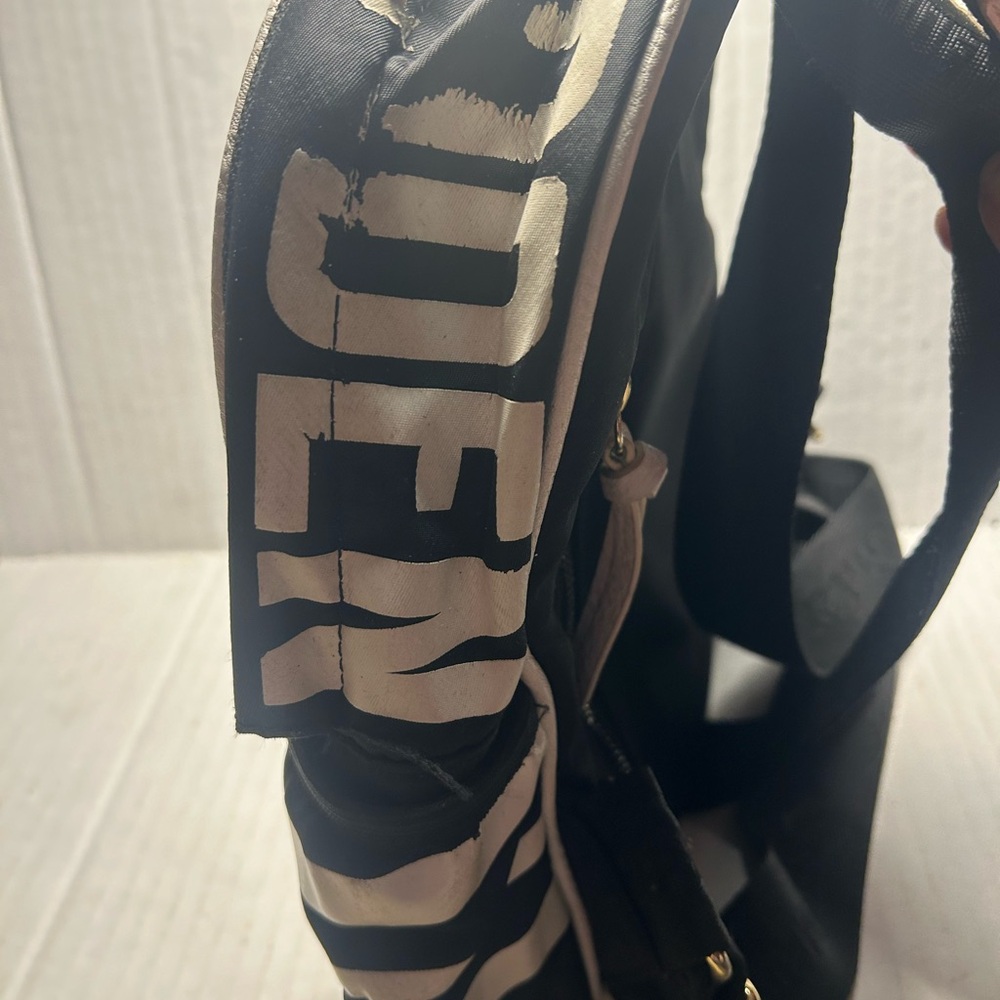Woman’s Steve Madden black and white striped backpack pocketbook purse - Picture 2 of 10